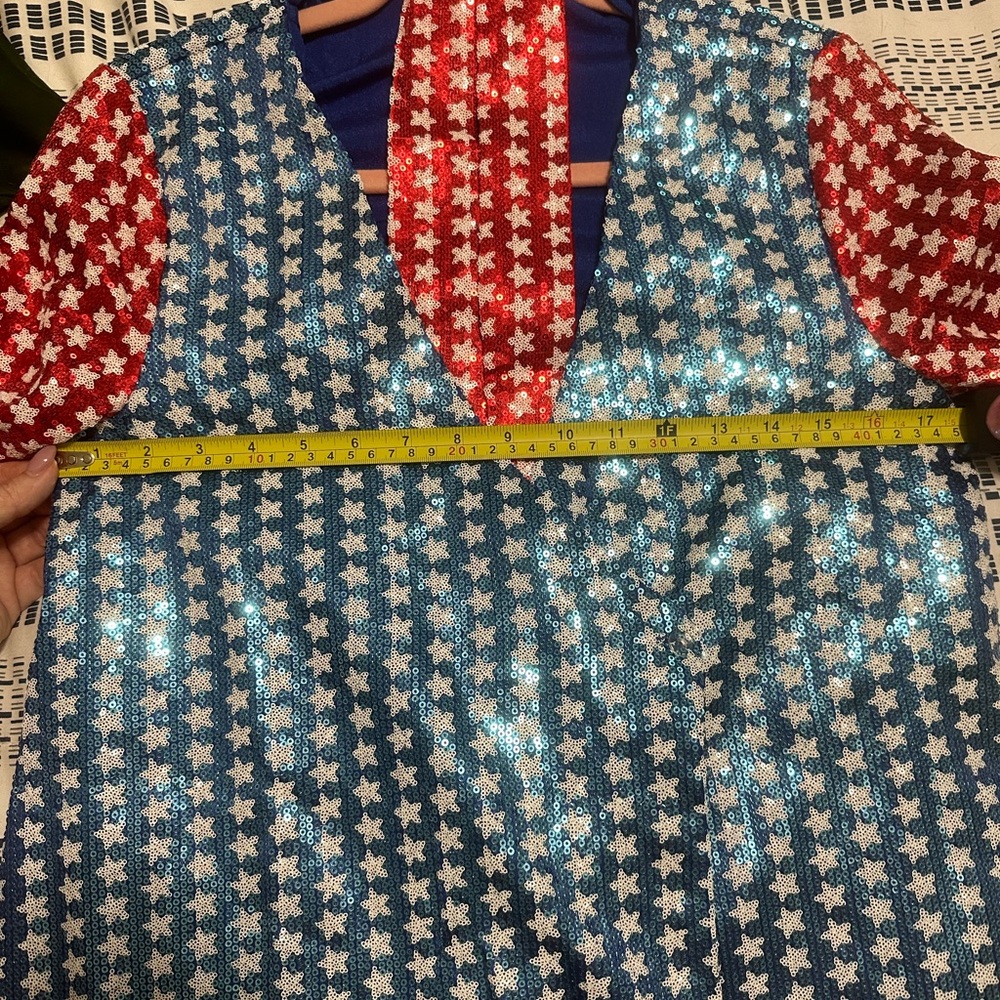 QUEEN OF SPARKLES | Red, White & Blue Star Dress | FULL SEQUIN - Picture 4 of 4